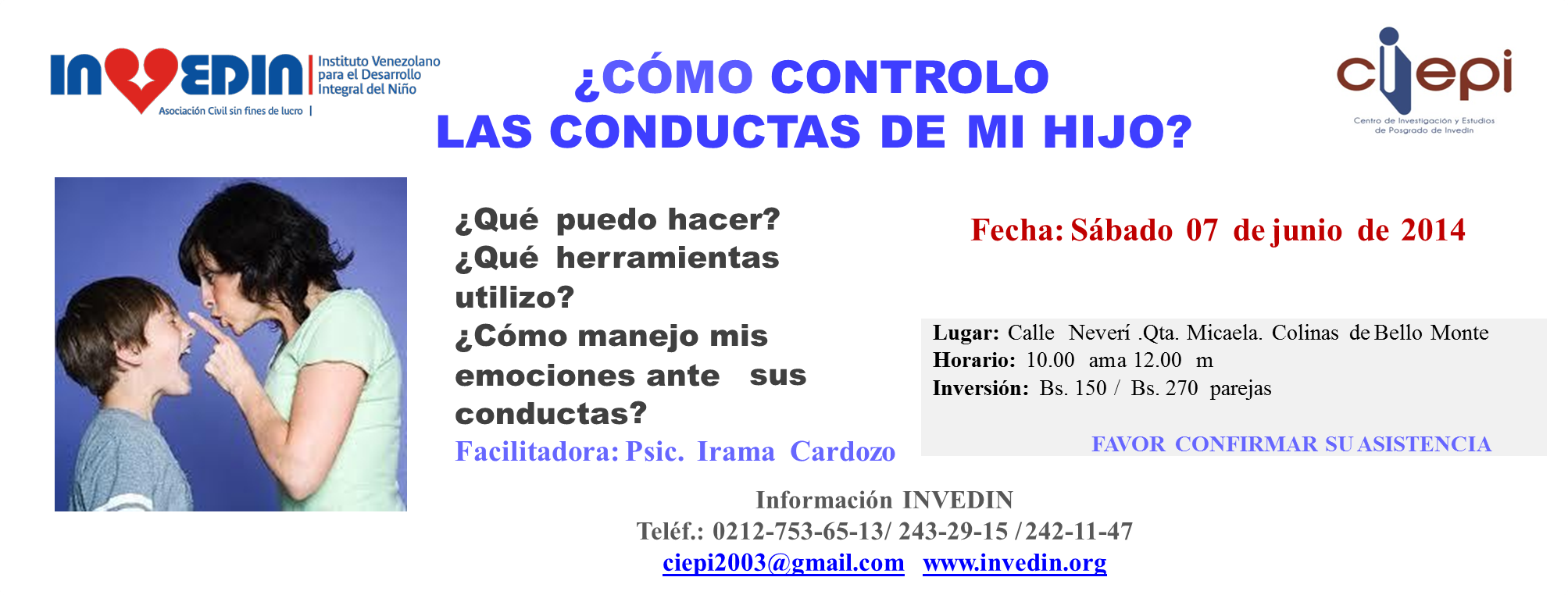 Taller ¿Cómo controlo las conductas de mi hijo?
