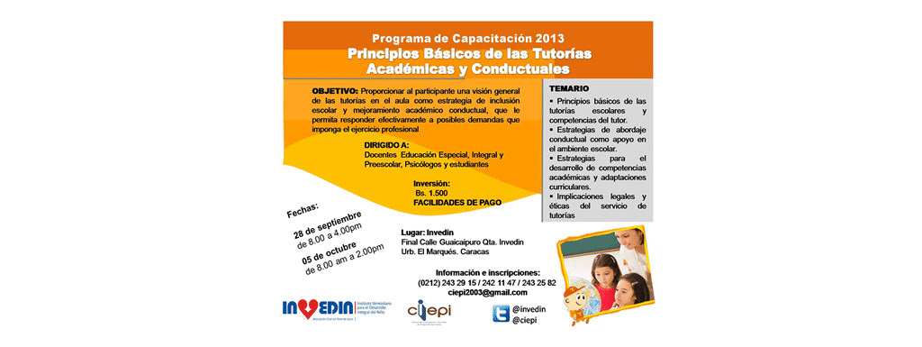 Principios Básicos de las Tutorías Académicas y Conductuales – Programa de Capacitación 2013