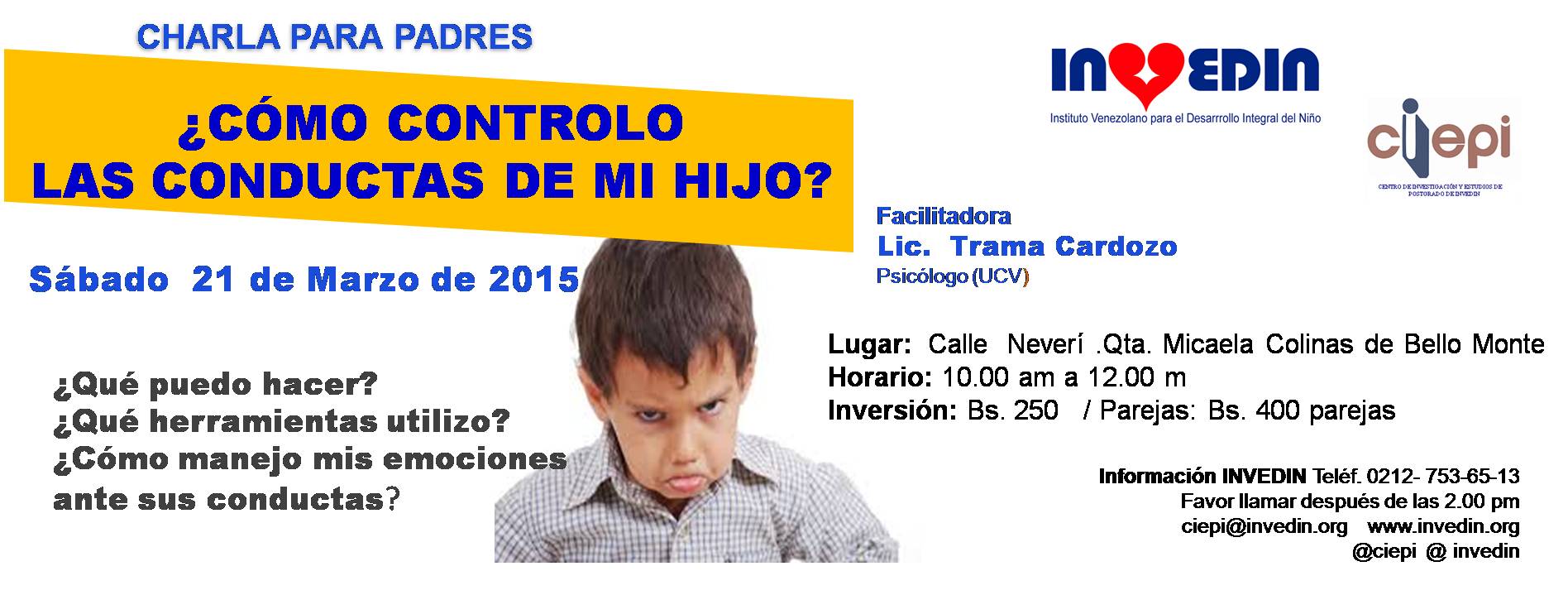 Charla para padres: ¿Cómo controlo las conductas de mi hijo?